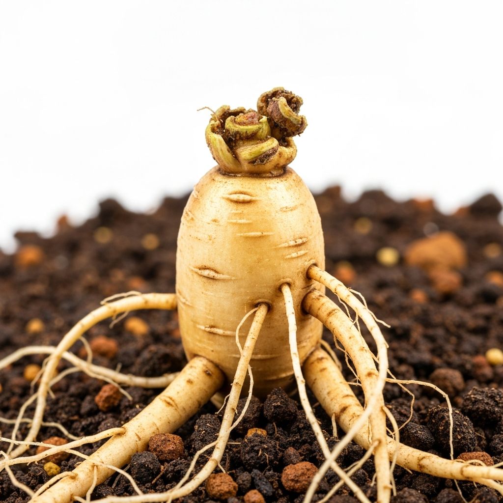 Fresh ginseng root close-up